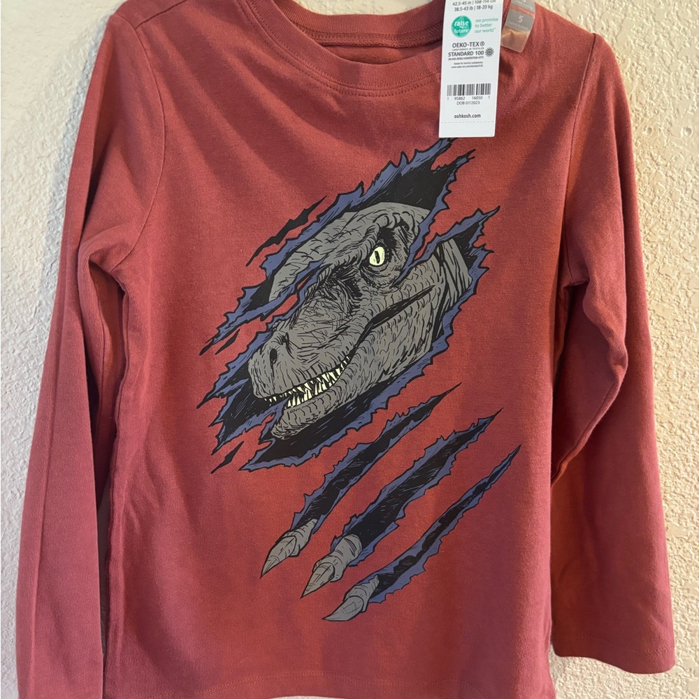 OshKosh B'gosh Red Dinosaur Long Sleeve Shirt
